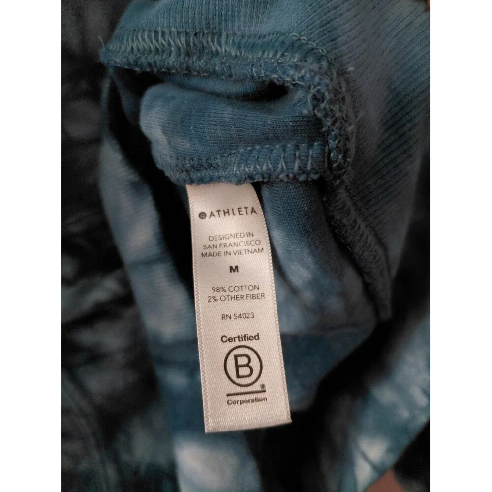 Athleta Sundown Tie Dye Hoodie Sweatshirt Women's Medium Dark Surf Teal Blue - Picture 6 of 10